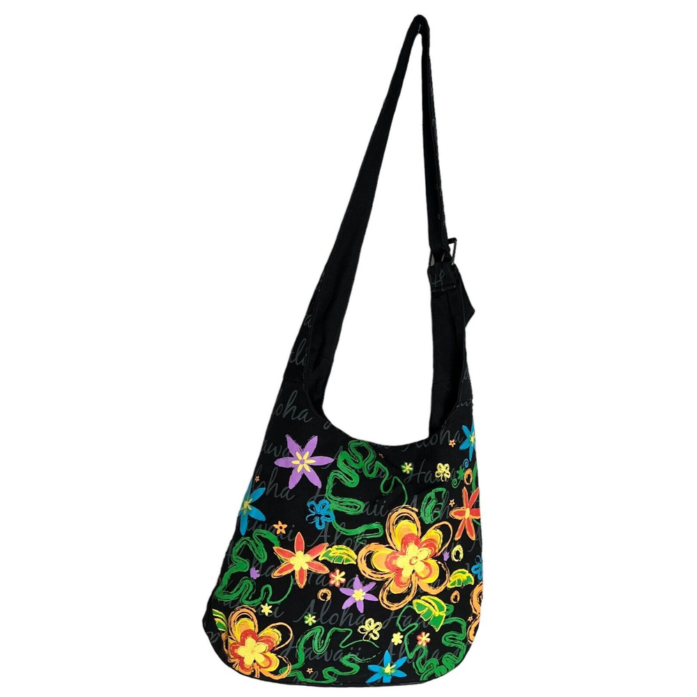 Hawaiian Hobo Sling Bag Crossbody Tote Island Impressions Adjustable Buckle